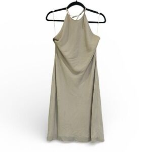 Aritzia Wilfred Free Women's Taupe Chiffon Slip Dress M Lined Minimalist Flowy
